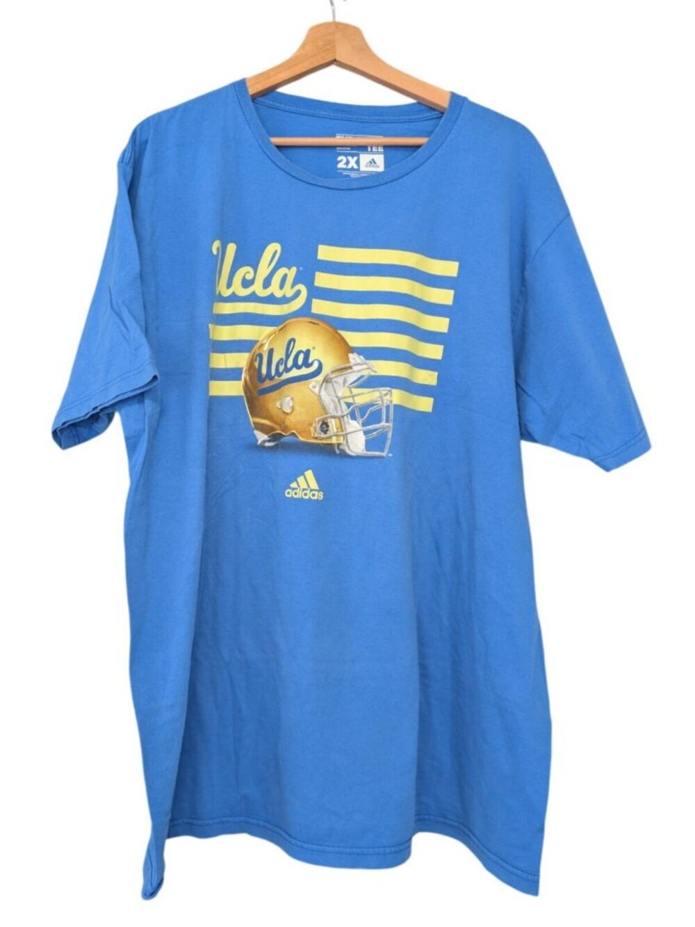 Adidas UCLA Bruins Football Helmet Graphic T-Shirt Blue 2X Mens Size 2XL NCAA